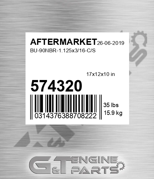574-320 Bu-90nbr-1.125x3/16-c/s for AFTERMARKET