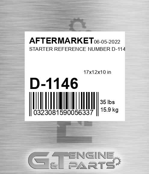 D-1146 Starter Reference Number D-1146 for AFTERMARKET