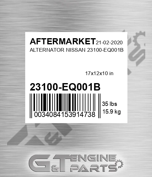 23100-EQ001B Alternator Nissan 23100-eq001b for AFTERMARKET