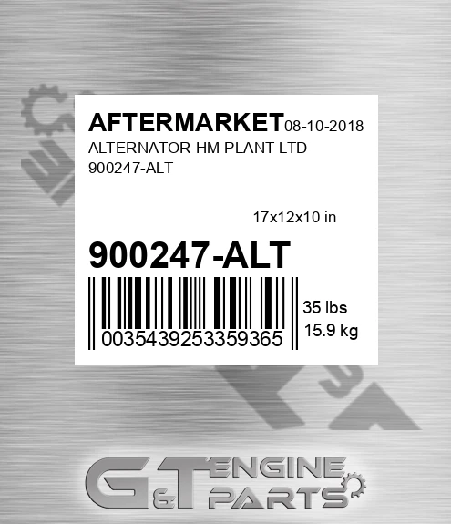 900247-ALT Alternator Hm Plant Ltd 900247-alt for AFTERMARKET