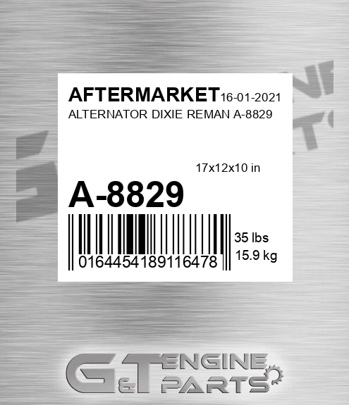 A-8829 Alternator Dixie Reman A-8829 for AFTERMARKET