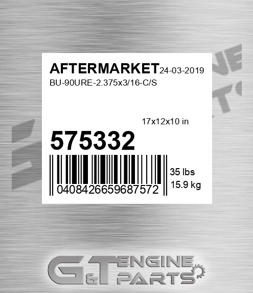 575-332 Bu-90ure-2.375x3/16-c/s for AFTERMARKET