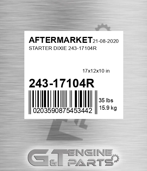 243-17104R Starter Dixie 243-17104r for AFTERMARKET