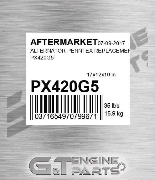 PX420G5 Alternator Penntex Replacement for AFTERMARKET