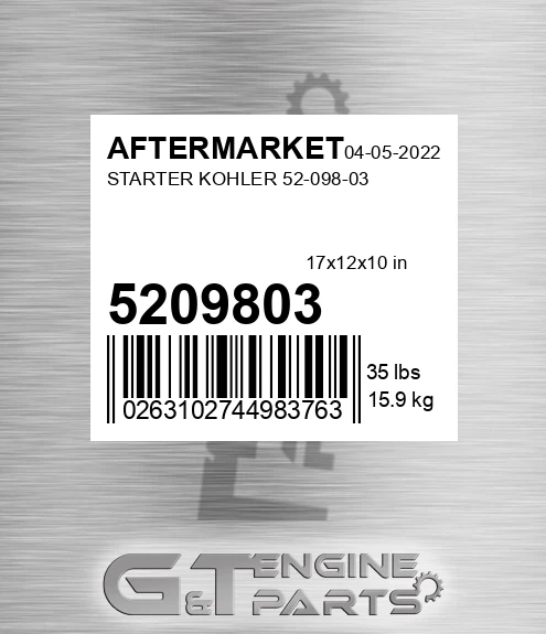5209803 Starter Kohler for AFTERMARKET
