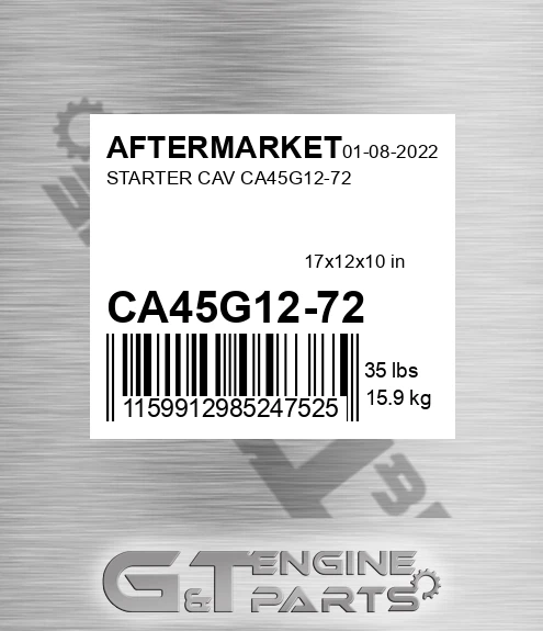 CA45G12-72 Starter Cav Ca45g12-72 for AFTERMARKET