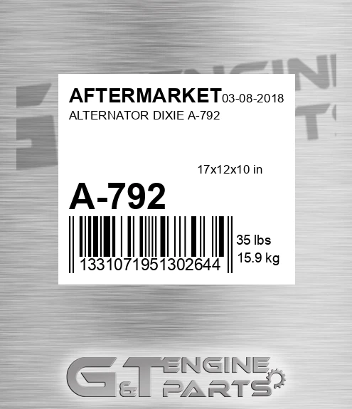 A-792 Alternator Dixie A-792 for AFTERMARKET