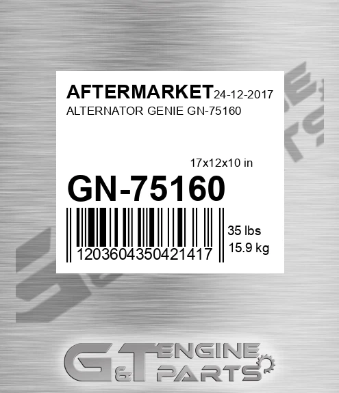 GN-75160 Alternator Genie Gn-75160 for AFTERMARKET