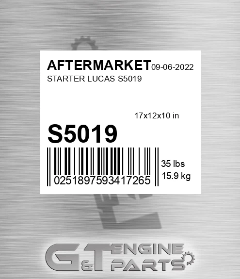 S5019 Starter Lucas for AFTERMARKET