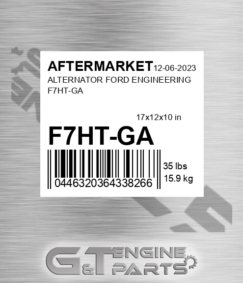 F7HT-GA Alternator Ford Engineering F7ht-ga for AFTERMARKET