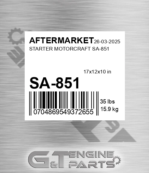 SA-851 Starter Motorcraft Sa-851 for AFTERMARKET