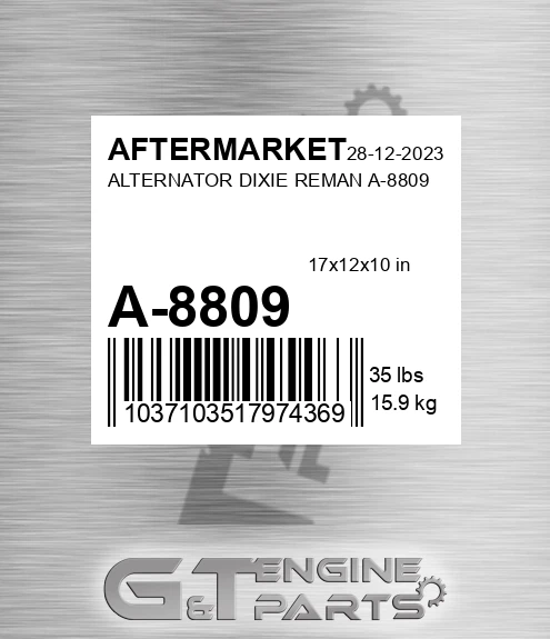 A-8809 Alternator Dixie Reman A-8809 for AFTERMARKET