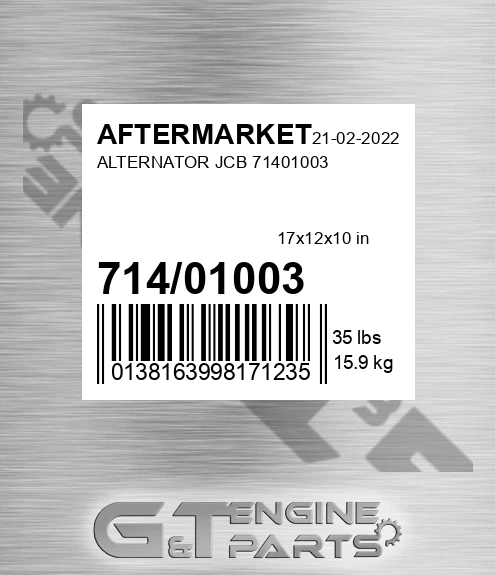 714/01003 Alternator Jcb for AFTERMARKET