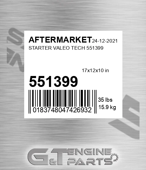551399 Starter Valeo Tech for AFTERMARKET