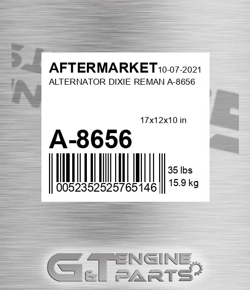 A-8656 Alternator Dixie Reman A-8656 for AFTERMARKET
