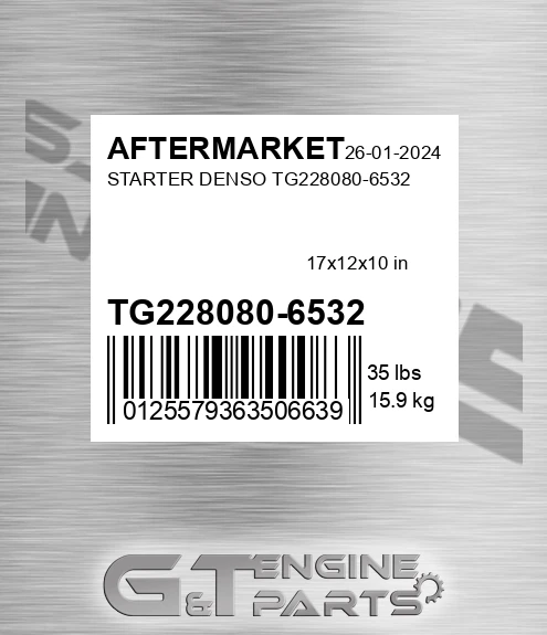 TG228080-6532 Starter Denso Tg228080-6532 for AFTERMARKET