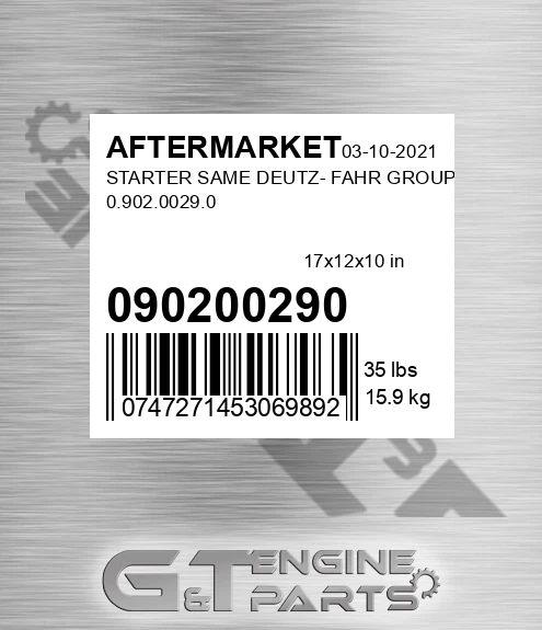 090200290 Starter Same Deutz- Fahr Group for AFTERMARKET