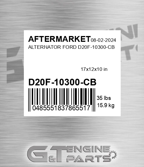 D20F-10300-CB Alternator Ford D20f-10300-cb for AFTERMARKET