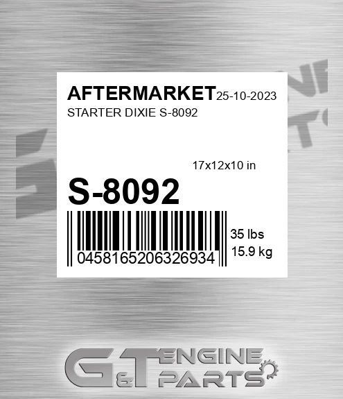 S-8092 Starter Dixie S-8092 for AFTERMARKET