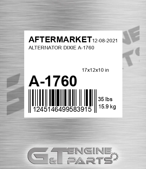 A-1760 Alternator Dixie A-1760 for AFTERMARKET