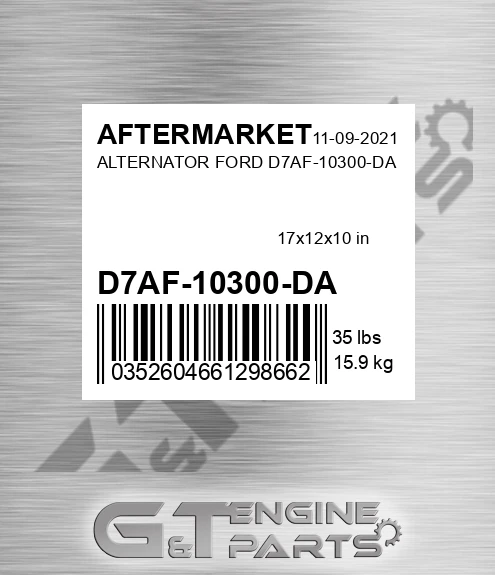 D7AF-10300-DA Alternator Ford D7af-10300-da for AFTERMARKET