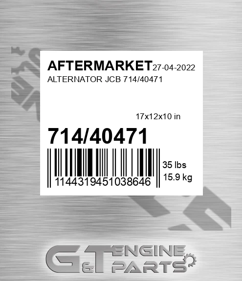 714/40471 Alternator Jcb for AFTERMARKET