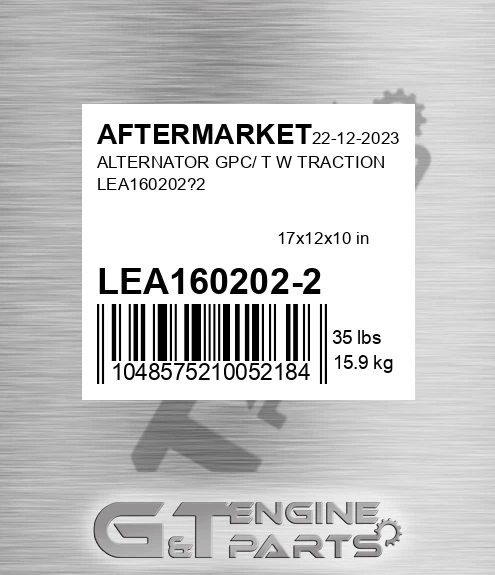 LEA160202-2 Alternator Gpc/ T W Traction Lea160202?2 for AFTERMARKET