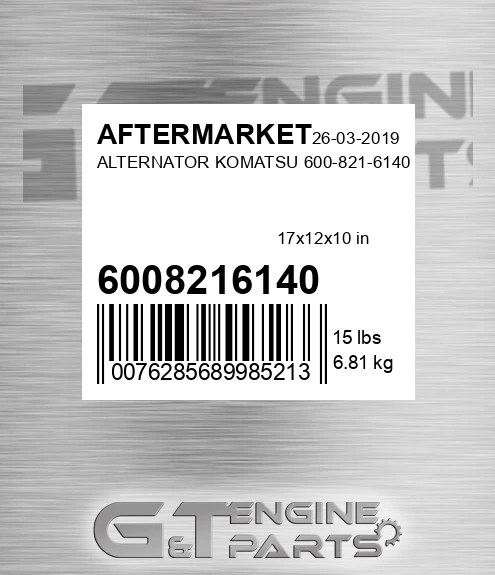 6008216140 Alternator Komatsu for AFTERMARKET
