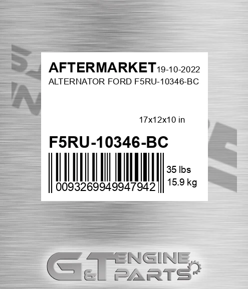 F5RU-10346-BC Alternator Ford F5ru-10346-bc for AFTERMARKET