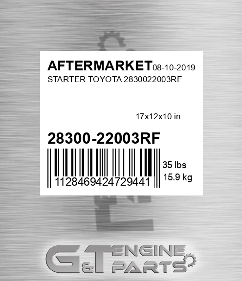 28300-22003RF Starter Toyota 2830022003rf for AFTERMARKET