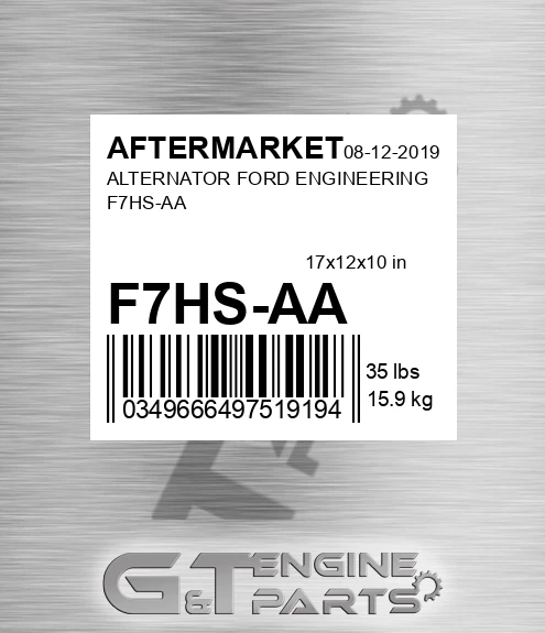 F7HS-AA Alternator Ford Engineering F7hs-aa for AFTERMARKET
