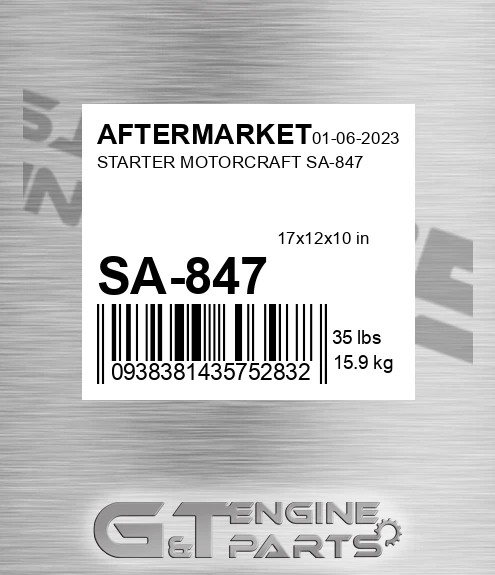 SA-847 Starter Motorcraft Sa-847 for AFTERMARKET