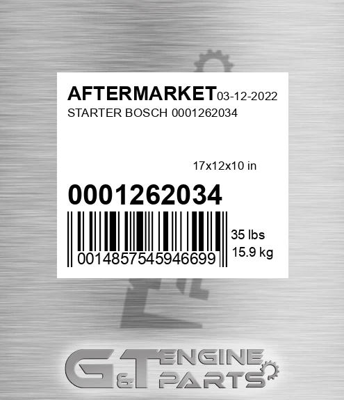 0001262034 Starter Bosch