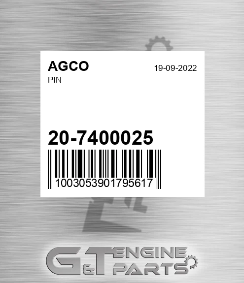20-7400025 Pin for AGCO