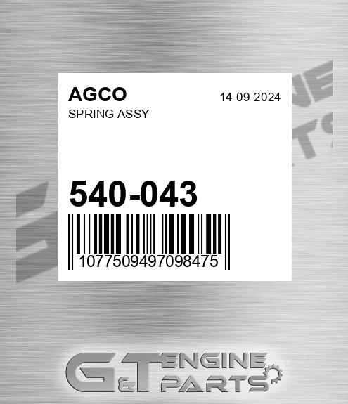 540-043 Spring Assy for AGCO
