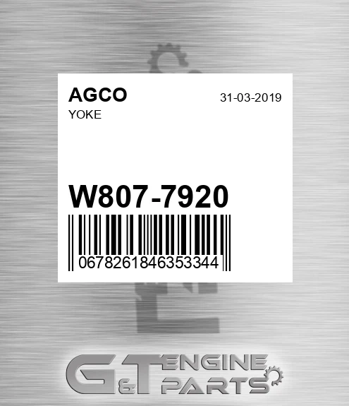 W807-7920 Yoke for AGCO