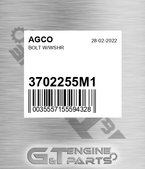 3702255M1 Bolt W/wshr for AGCO