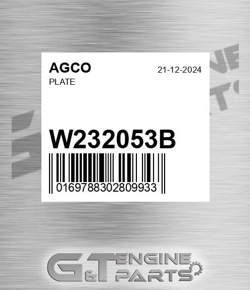 W232053B AGCO Plate