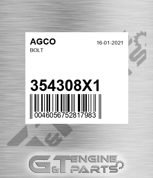 354308X1 Bolt for AGCO