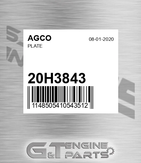 20H3843 Plate for AGCO