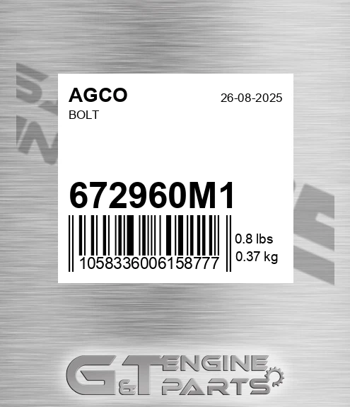 672960M1 Bolt for AGCO