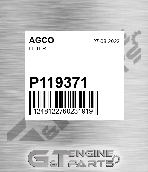 P119371 Filter for AGCO