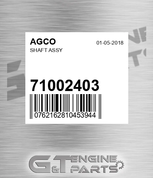 71002403 Shaft Assy for AGCO
