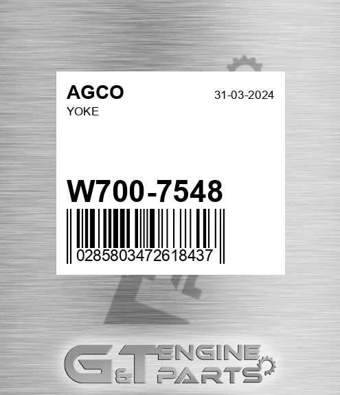 W700-7548 Yoke for AGCO