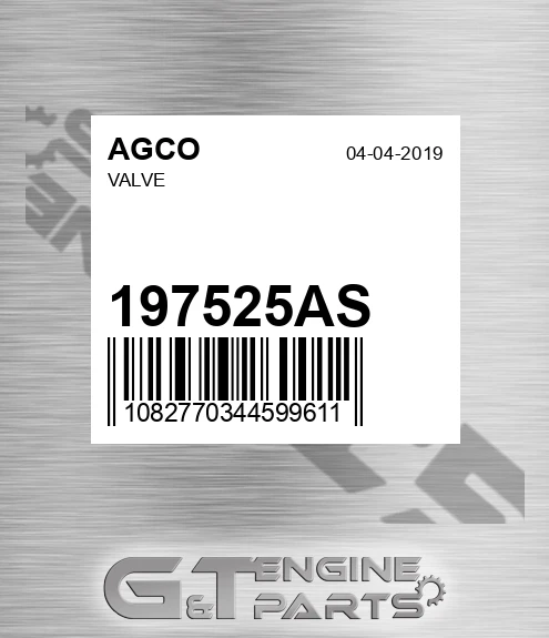 197525AS Valve for AGCO
