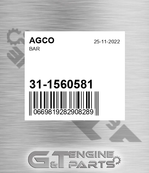 31-1560581 Bar for AGCO