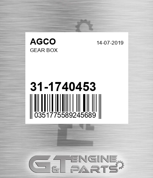 31-1740453 Gear Box for AGCO