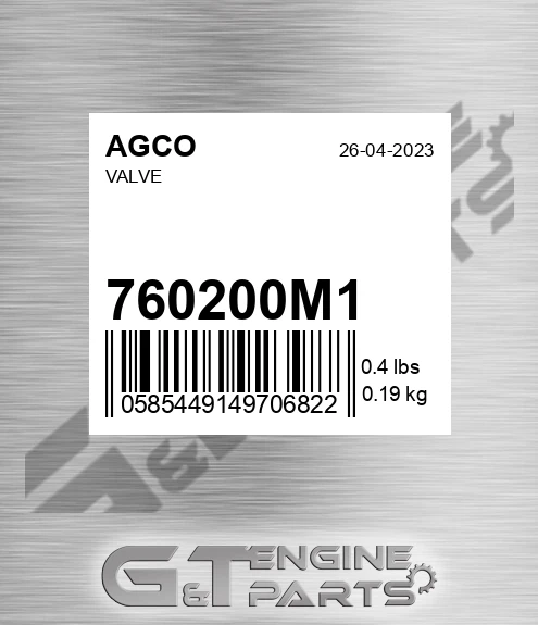 760200M1 Valve for AGCO