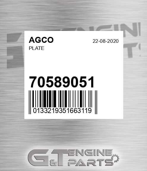 70589051 AGCO Plate