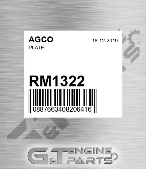 RM1322 AGCO Plate